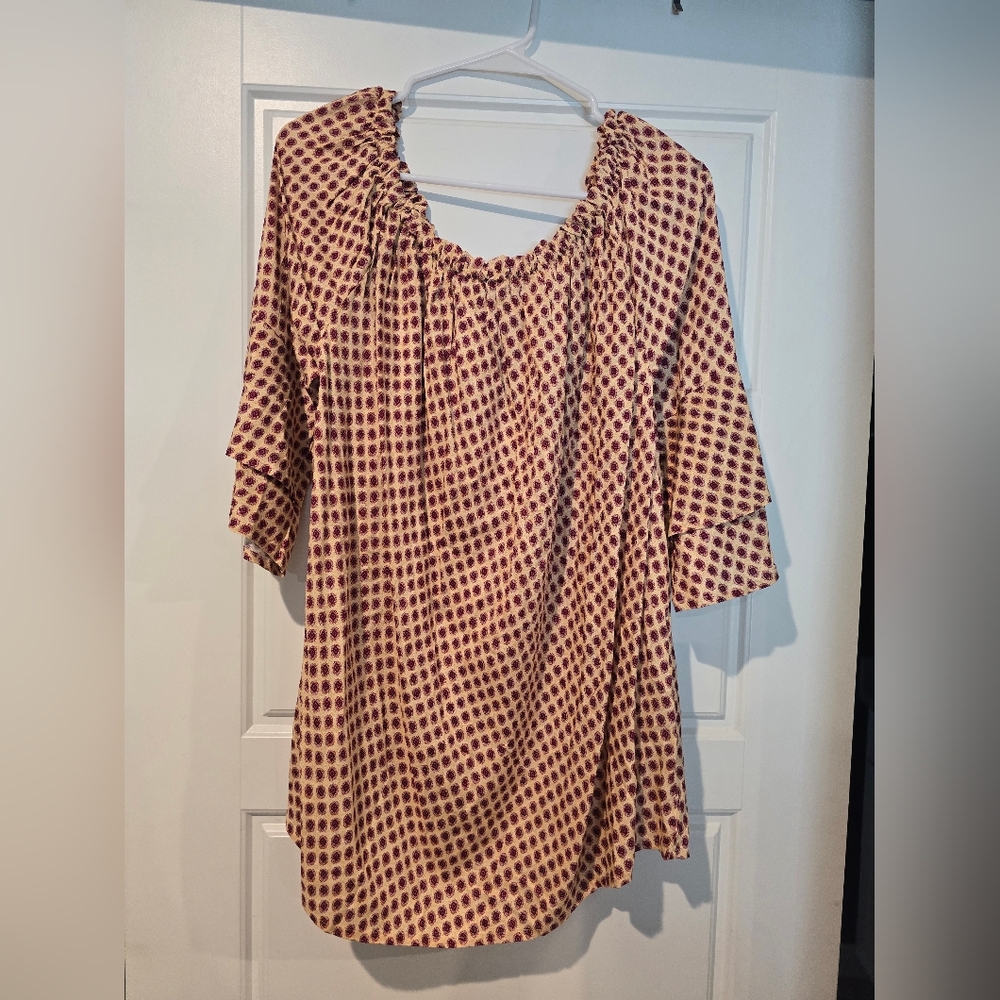 VENUS Purple and Cream Blouse